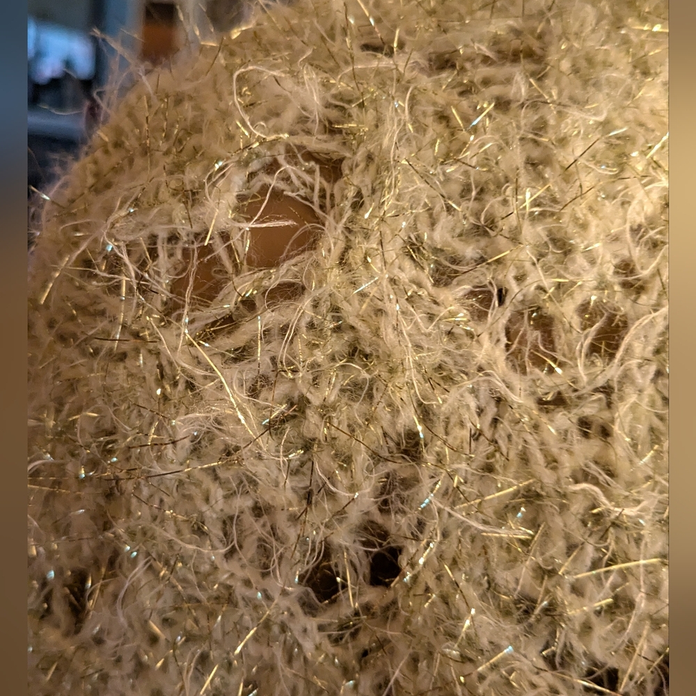 Zara Pale Green w/ Yellow & Black Metallic Threads Cropped Sweater - Picture 7 of 13
